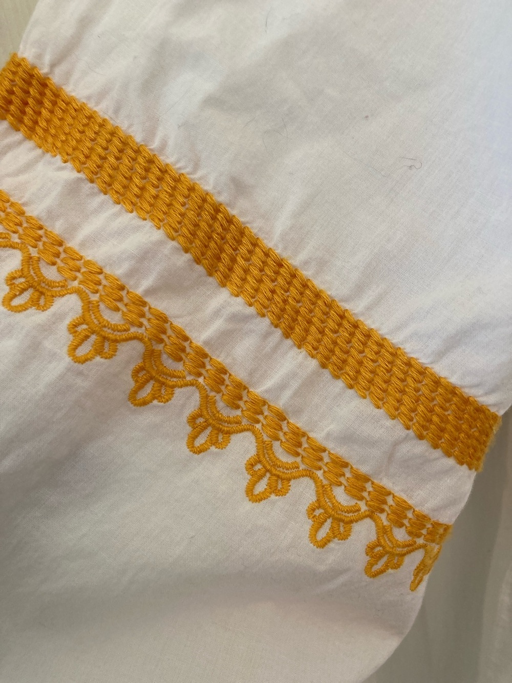 J. Crew White Peasant Blouse with Yellow Tassel Accents - Picture 3 of 8